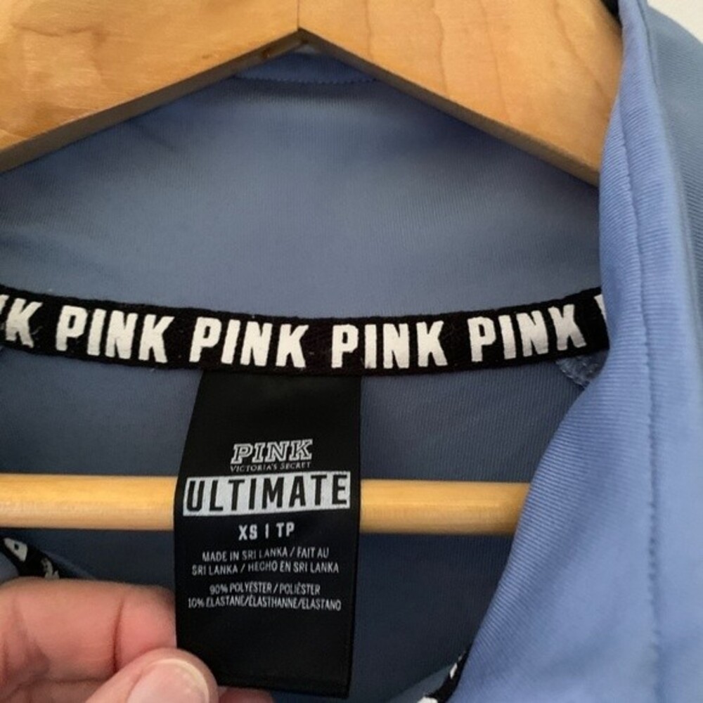 PINK Mid-Blue Navy Colorblock Performance 1/2 Zip LS Athletic Top Sz XS - Picture 4 of 10